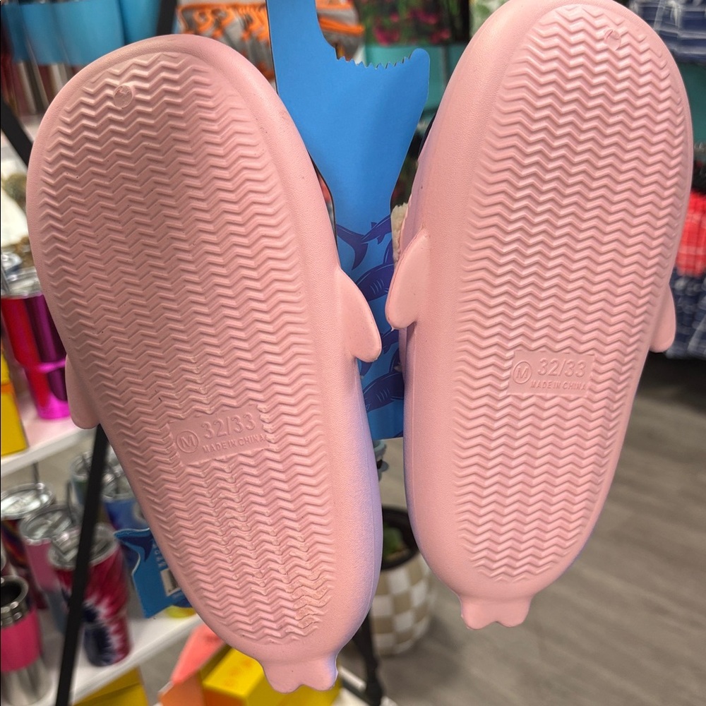 Pink Shark Slippers with Keychain NWT - Picture 2 of 3
